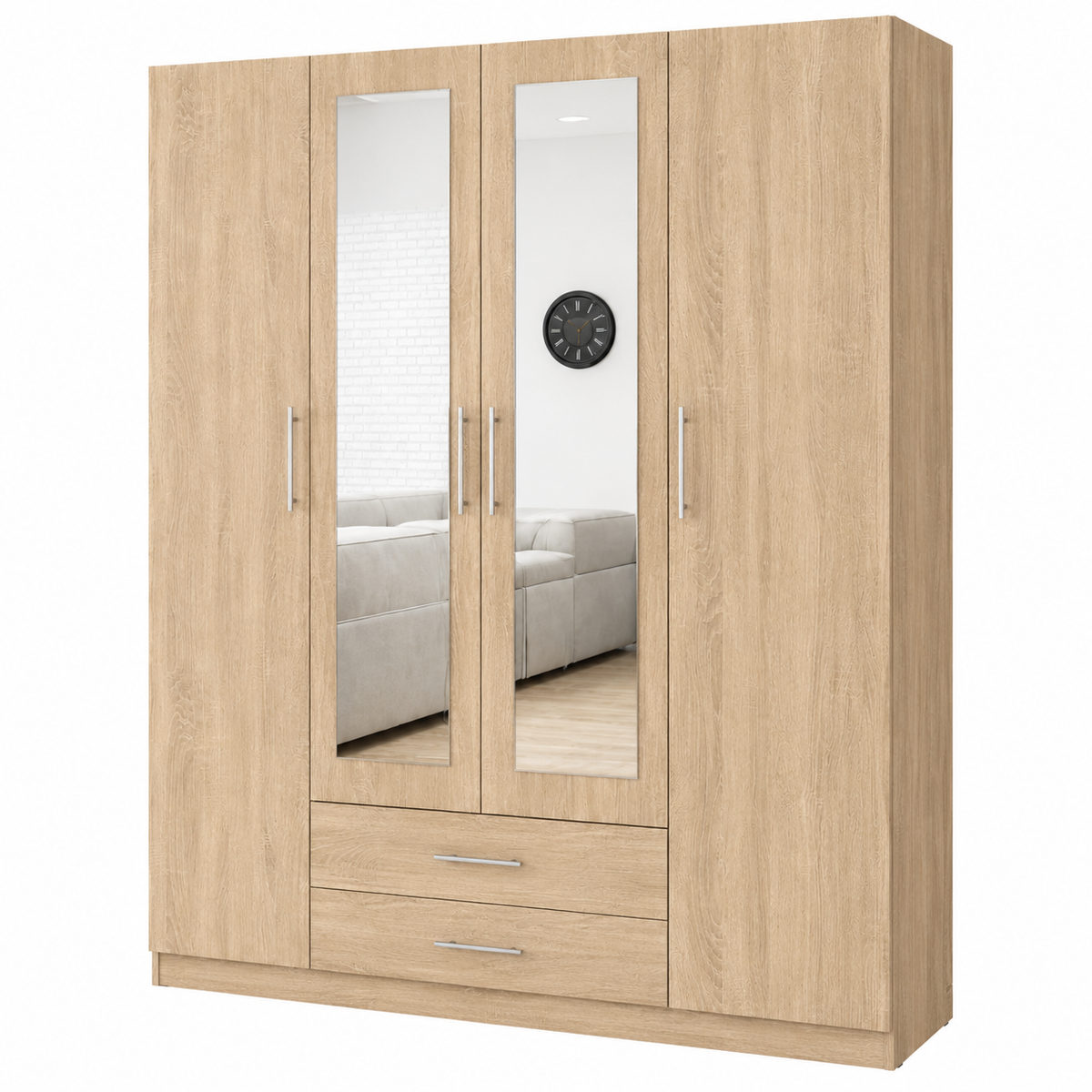 Armario W-15 de cuatro puertas con espejo · Sonoma