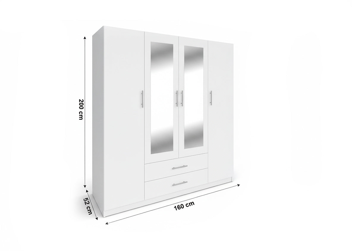 Medidas del armario W-15 blanco de 160 por 52 por 200 cm