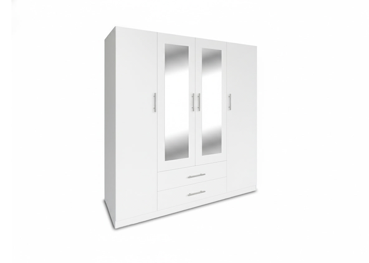 Armario W-15 blanco con espejo visto en perspectiva