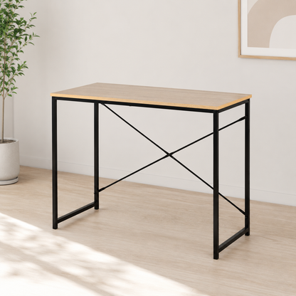 Escritorio compacto de melamina y acero · 100 cm
