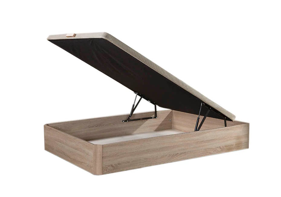 Canapé en acabado madera con tapa parcialmente elevada