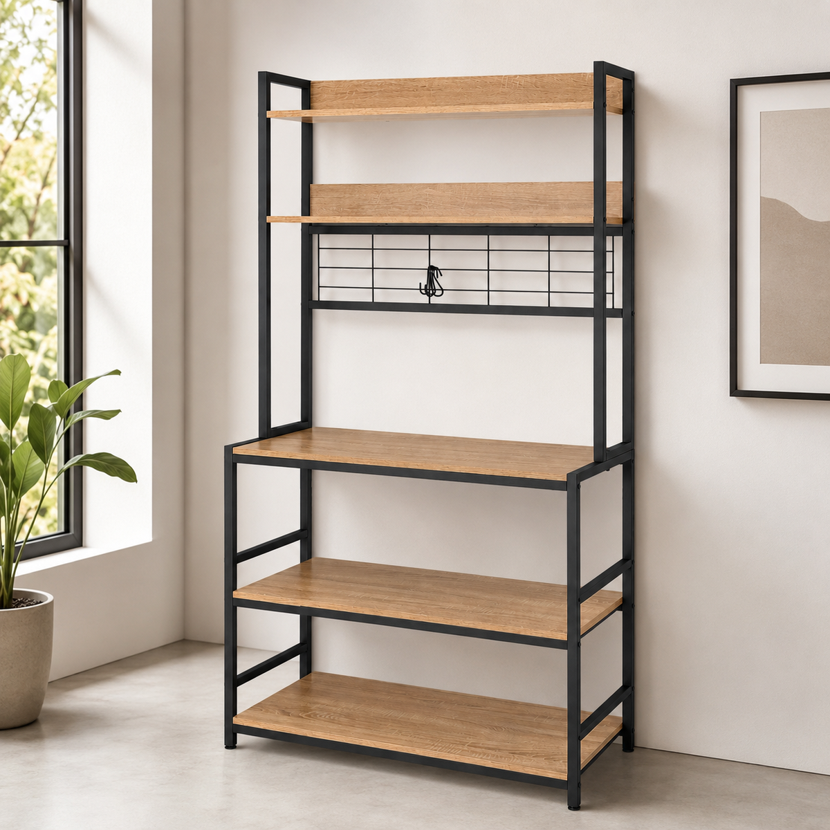 Estantería con rejilla y ganchos · 170 cm