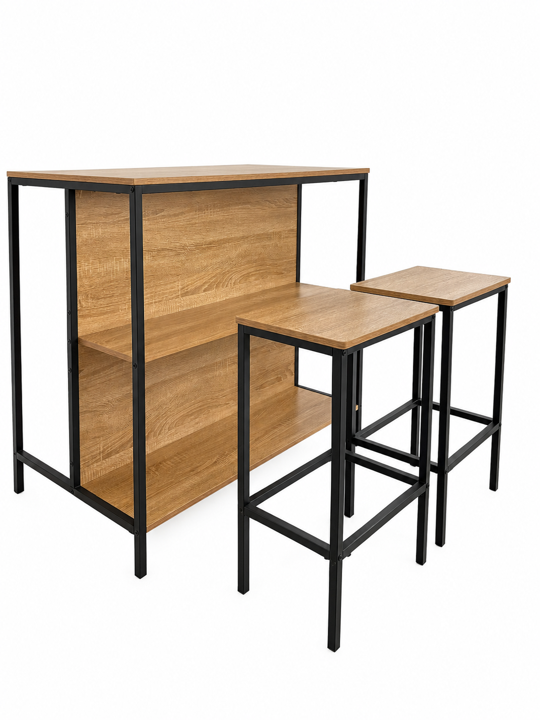 Mesa bar con un taburete separado para mostrar la estructura