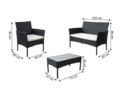 Medidas del sofá, los sillones y la mesa del conjunto de exterior SF010-1