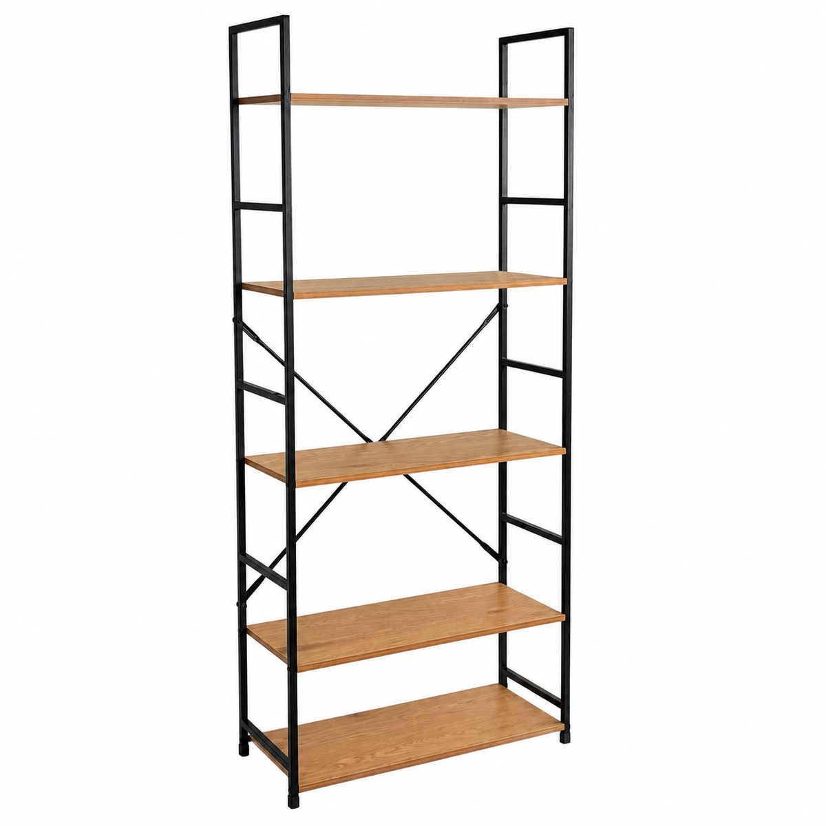 Estantería industrial de 144 cm vacía sobre fondo blanco
