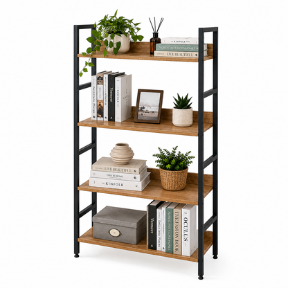Estantería industrial de 126 cm con libros y accesorios