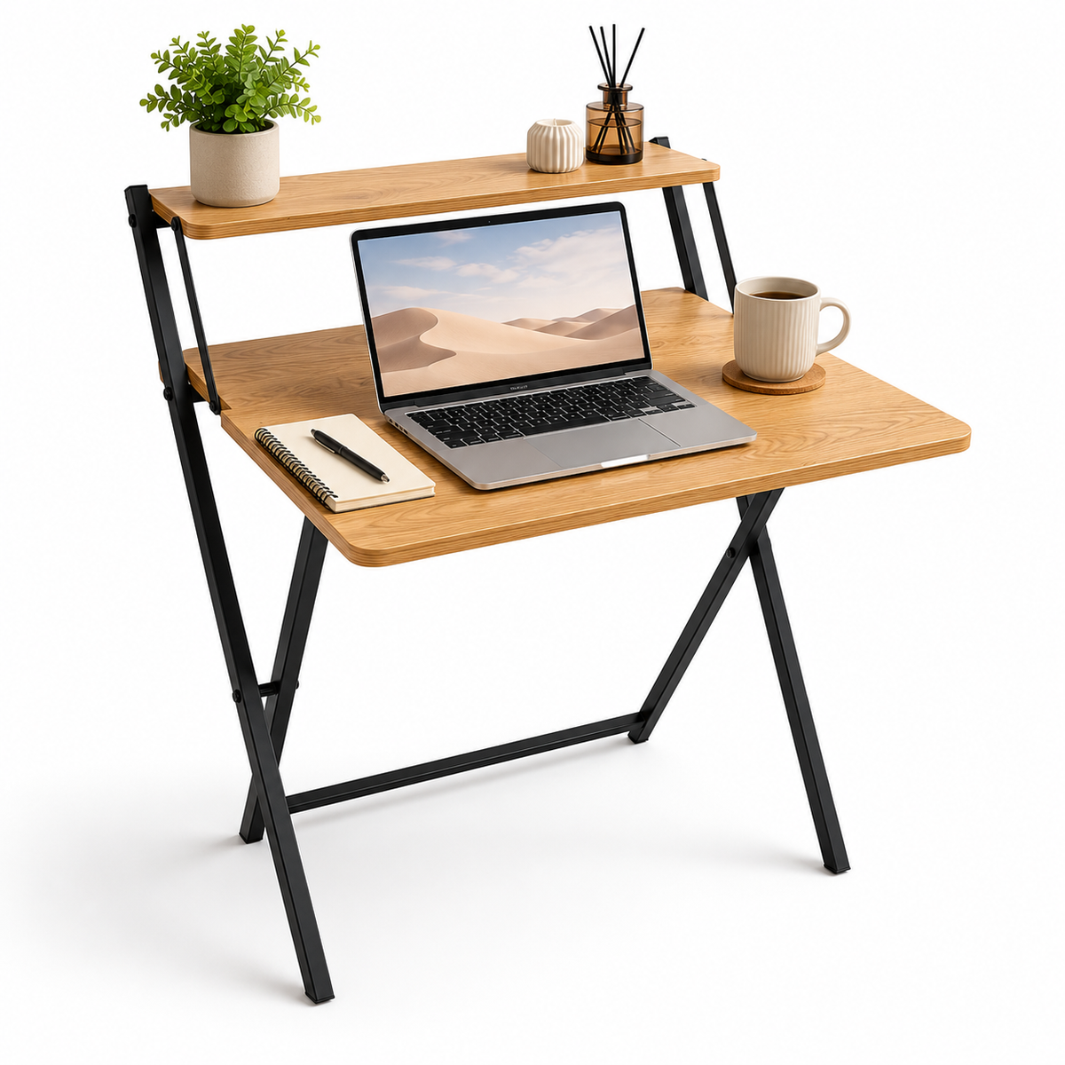 Escritorio plegable Cambria con ordenador y accesorios