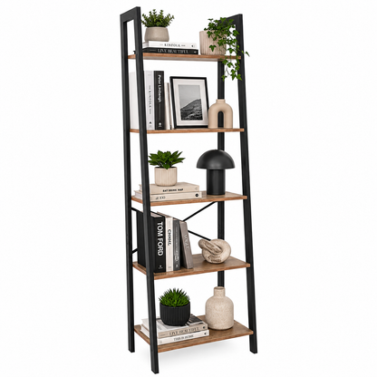 Estantería escalera de 172 cm con libros y decoración