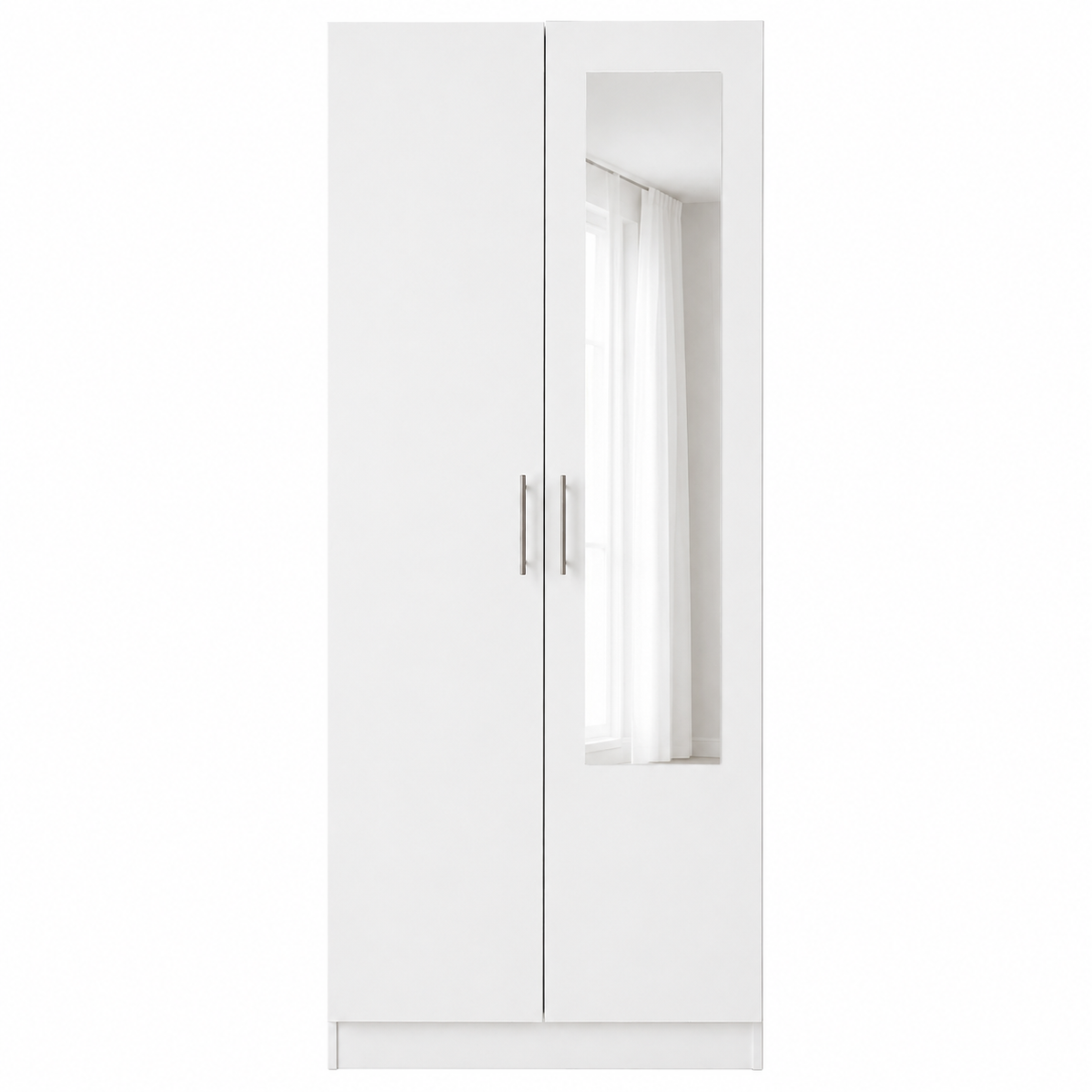 Armario W-01 blanco de dos puertas con espejo · Blanco